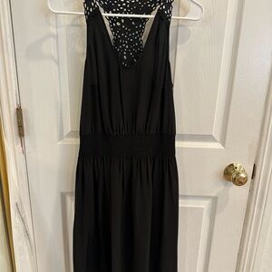 Rebecca Taylor Black Silk Embroidered Racerback Dress